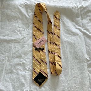 Men’s Tie, Oxford Clothes, 100% Silk, Yellow/Maroon/Grey, Brand New with Tags
